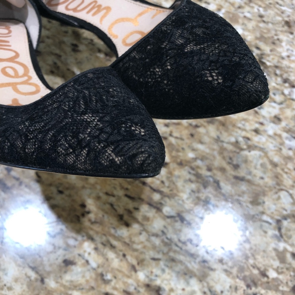 Sam Edelman Opal d'orsay Lace Suede Detail Pointed Toe Leather Heels 8 - Picture 7 of 9